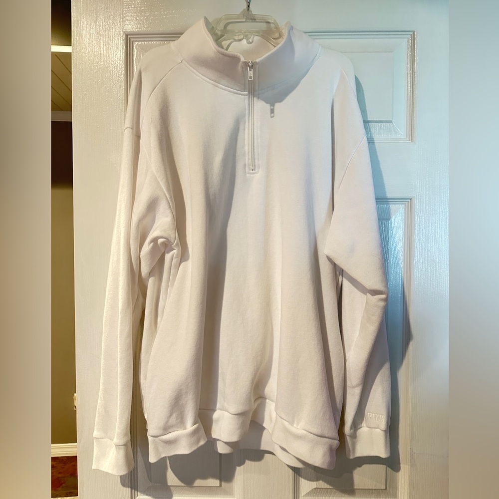 PINK Victoria's Secret White Zip-Up Sweater